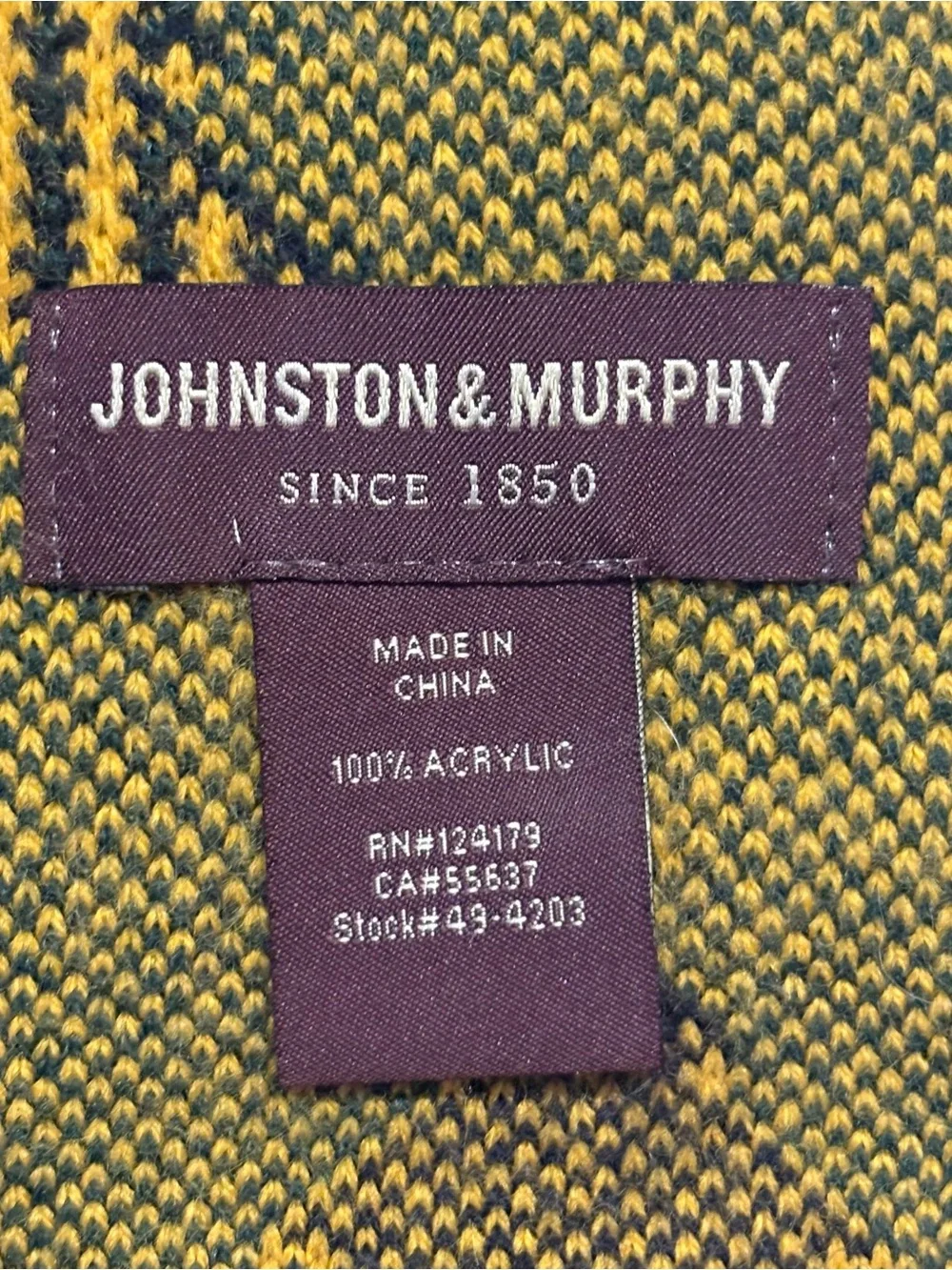 Johnston & Murphy navy Christmas tree print scarf (10.5x70”)